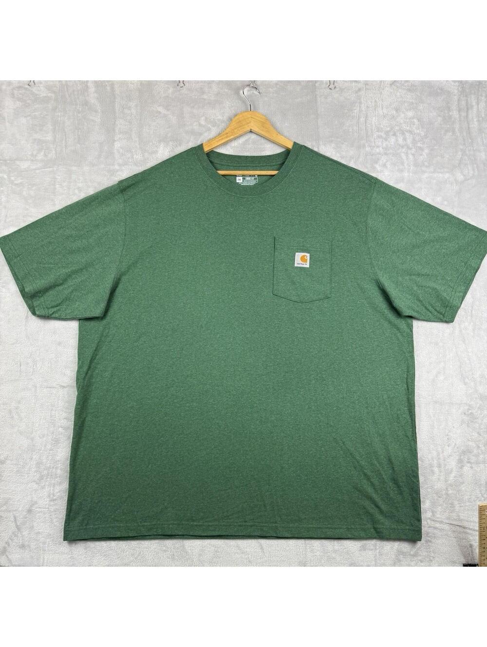 Carhartt Pocket T Shirt Mens 2XL Green Loose Fit Workwear Heavyweight Casual NEW